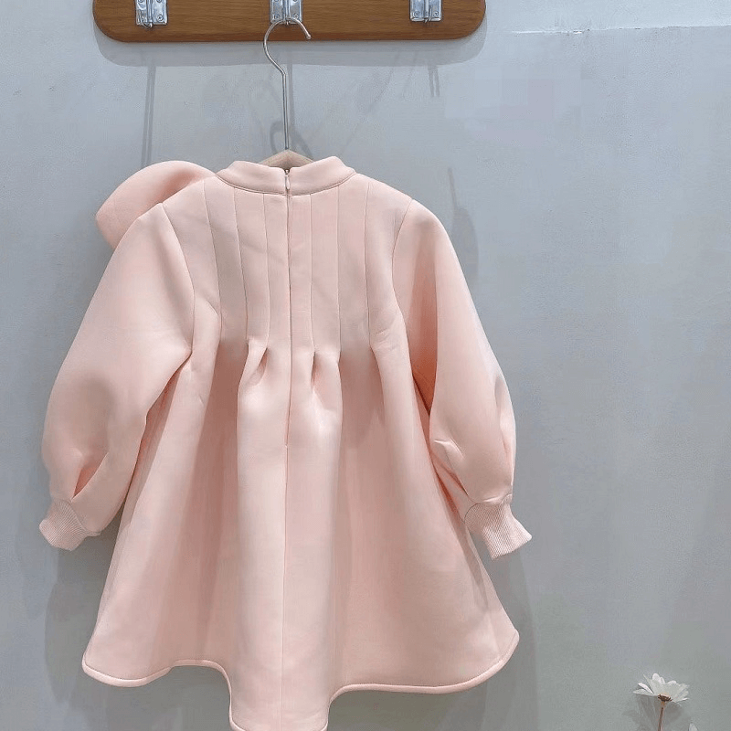 Vestido Laço Manga Longa Rosa