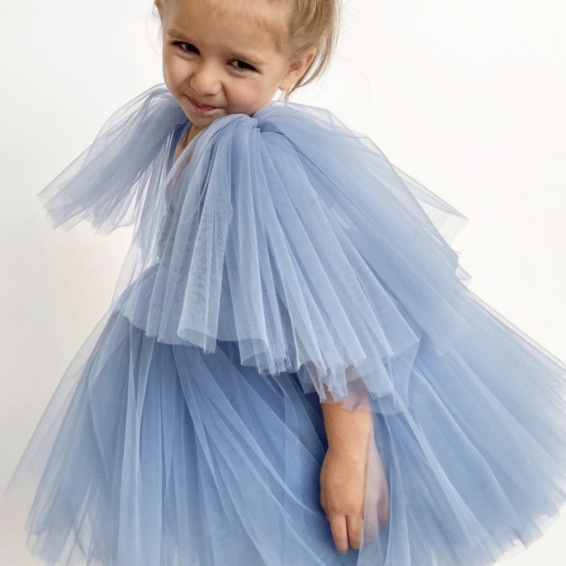 Princesa Tutu Cap Sleeve Tule azul Derss