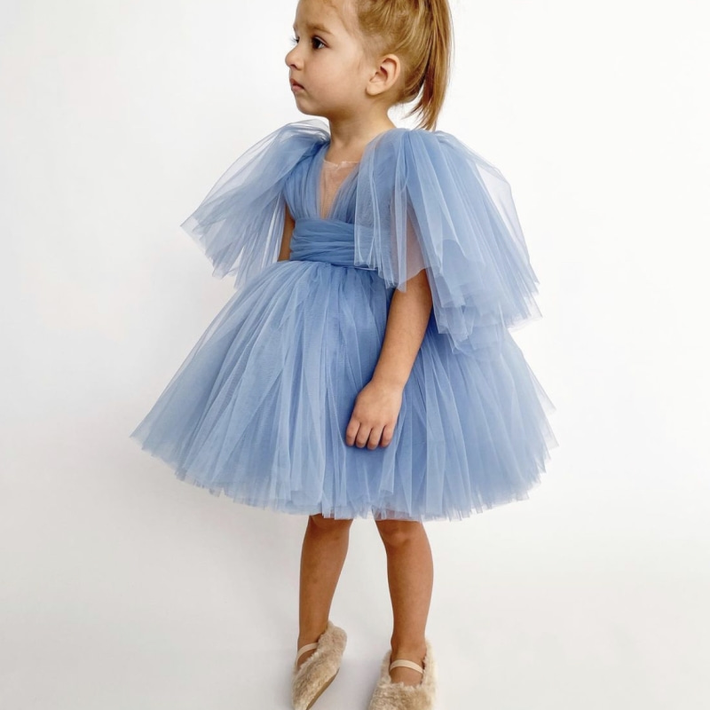 Princesa Tutu Cap Sleeve Tule azul Derss