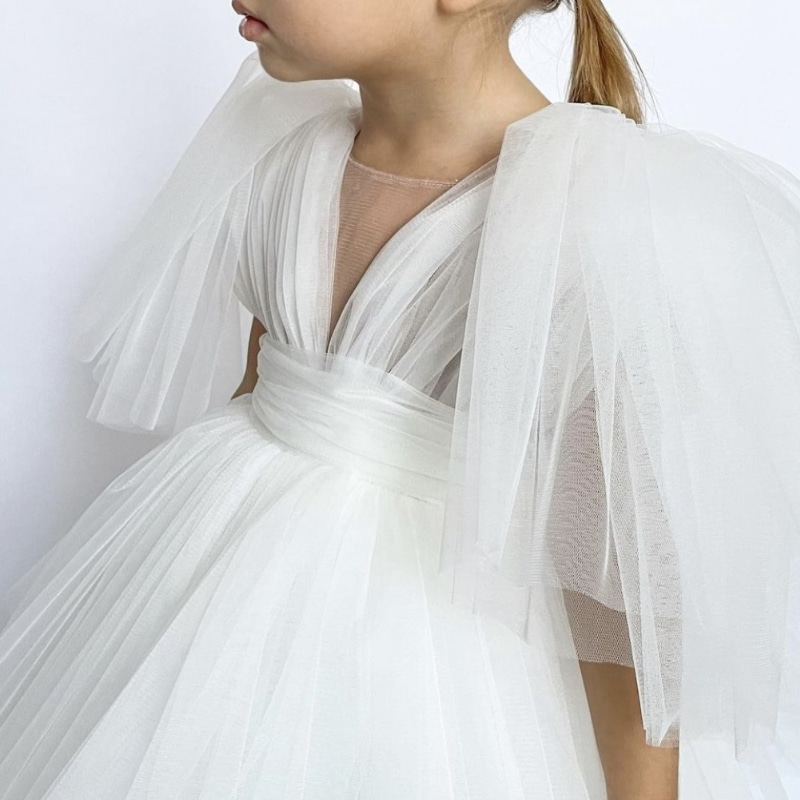 Princesa Tutu Cap Sleeve Tule branco Derss