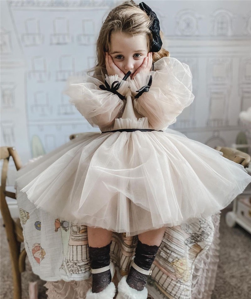 Vestido branco princesa sem ombro tutu para meninas