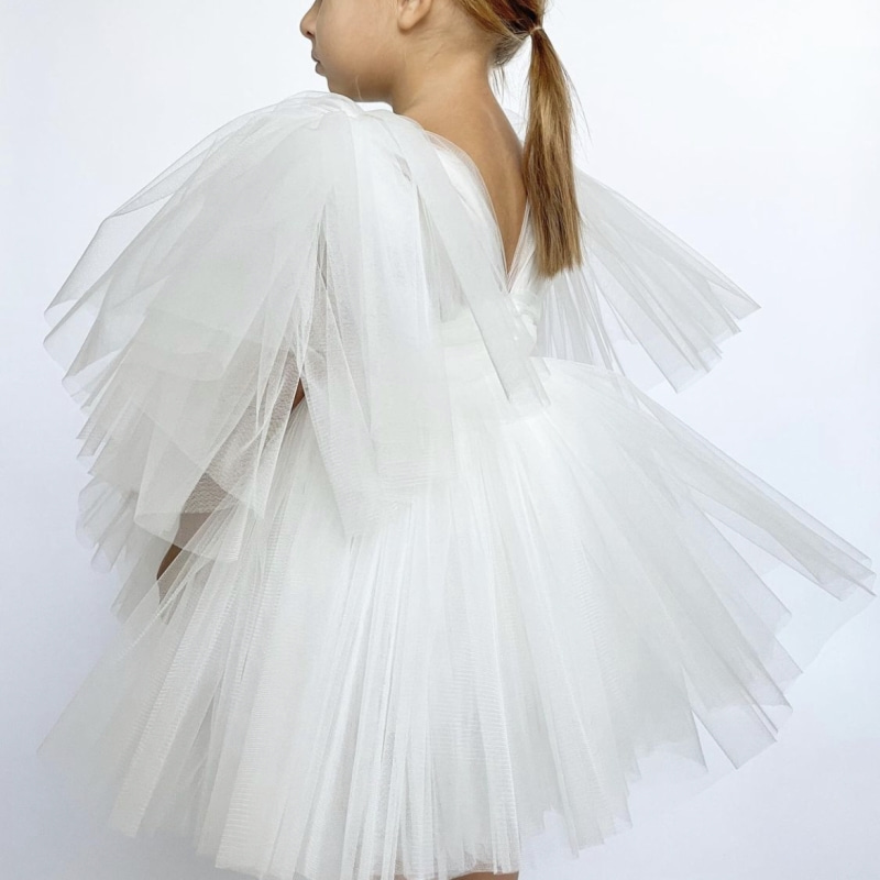 Princesa Tutu Cap Sleeve Tule branco Derss