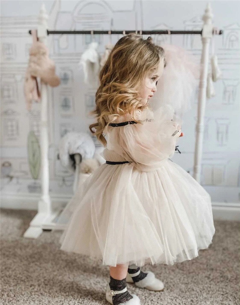 Vestido branco princesa sem ombro tutu para meninas