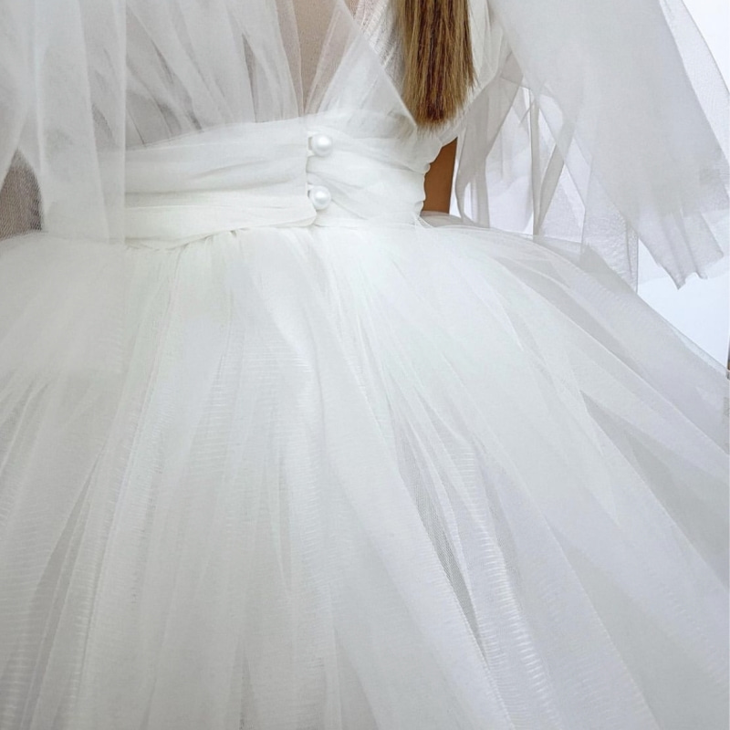 Princesa Tutu Cap Sleeve Tule branco Derss